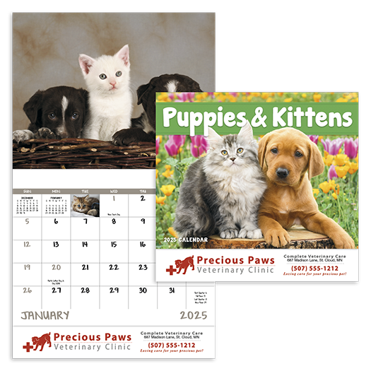 Custom Imprinted Calendar - Puppies & Kittens #7207