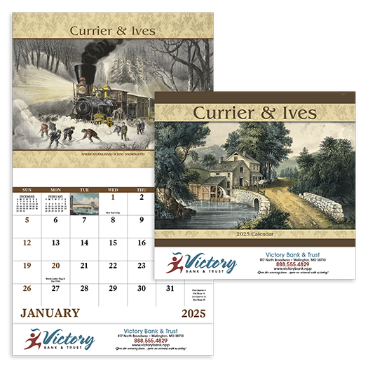 Custom Imprinted Calendar - Currier & Ives #7241