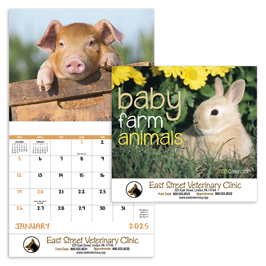 Custom Imprinted Calendar - Baby Farm Animals #7220