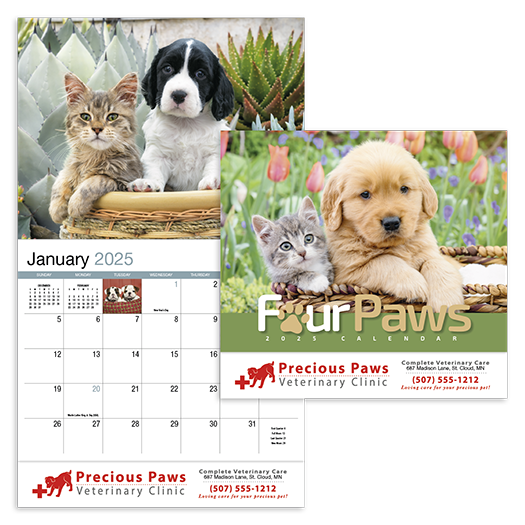 Custom Imprinted Calendar - Four Paws #810