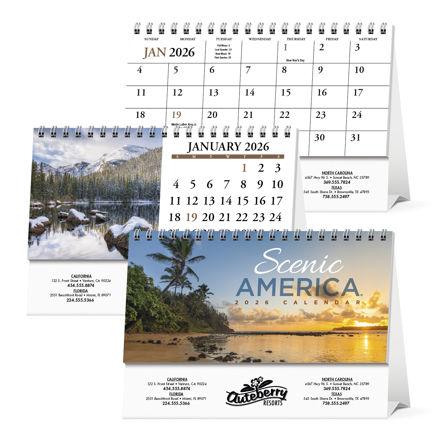 Custom Imprinted Desk Calendar - Scenic America Desk Tent #982